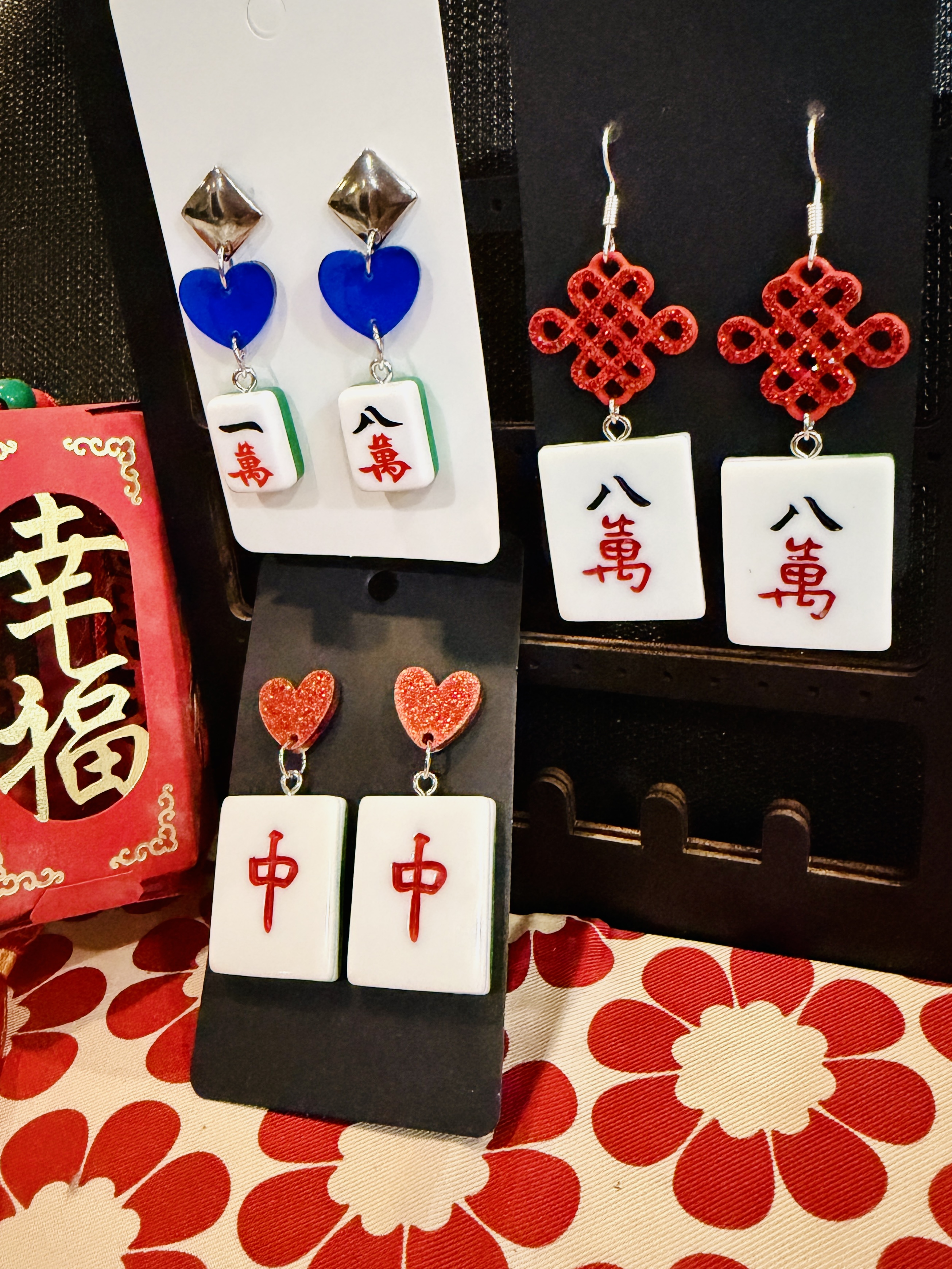 Mahjong Tile Earrings Set