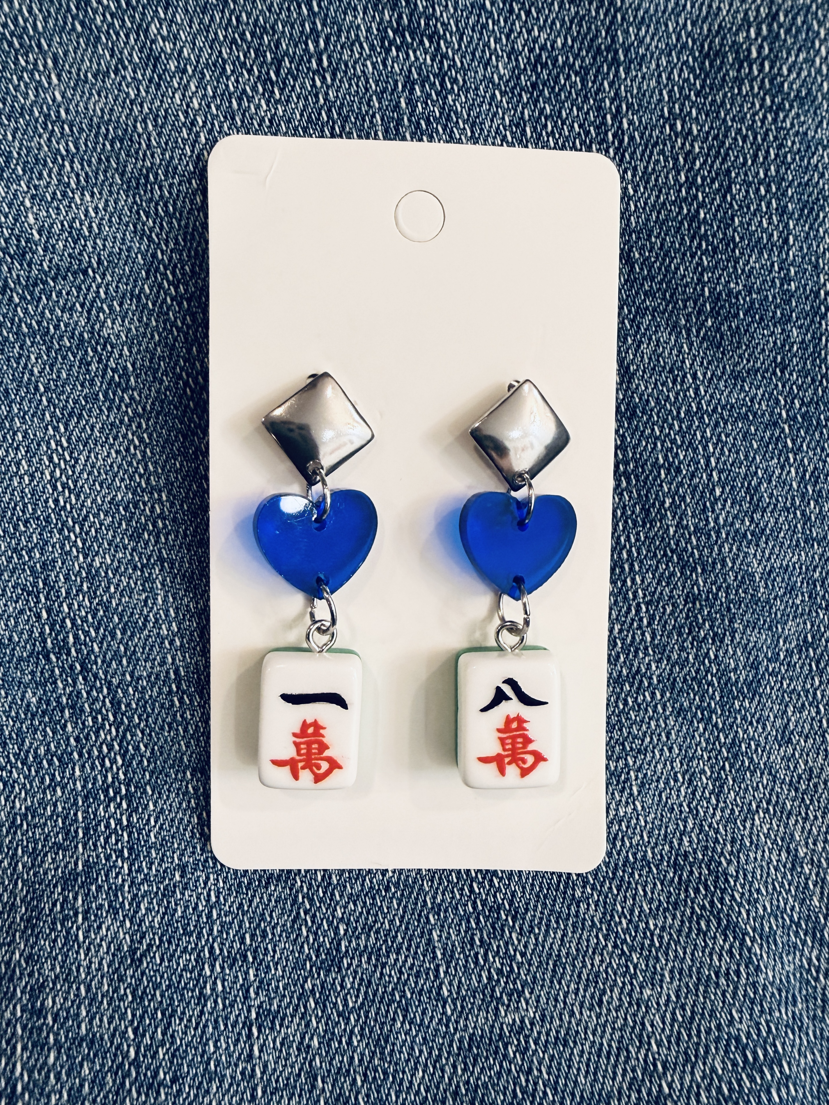 Mahjong Tile Dangle Earrings