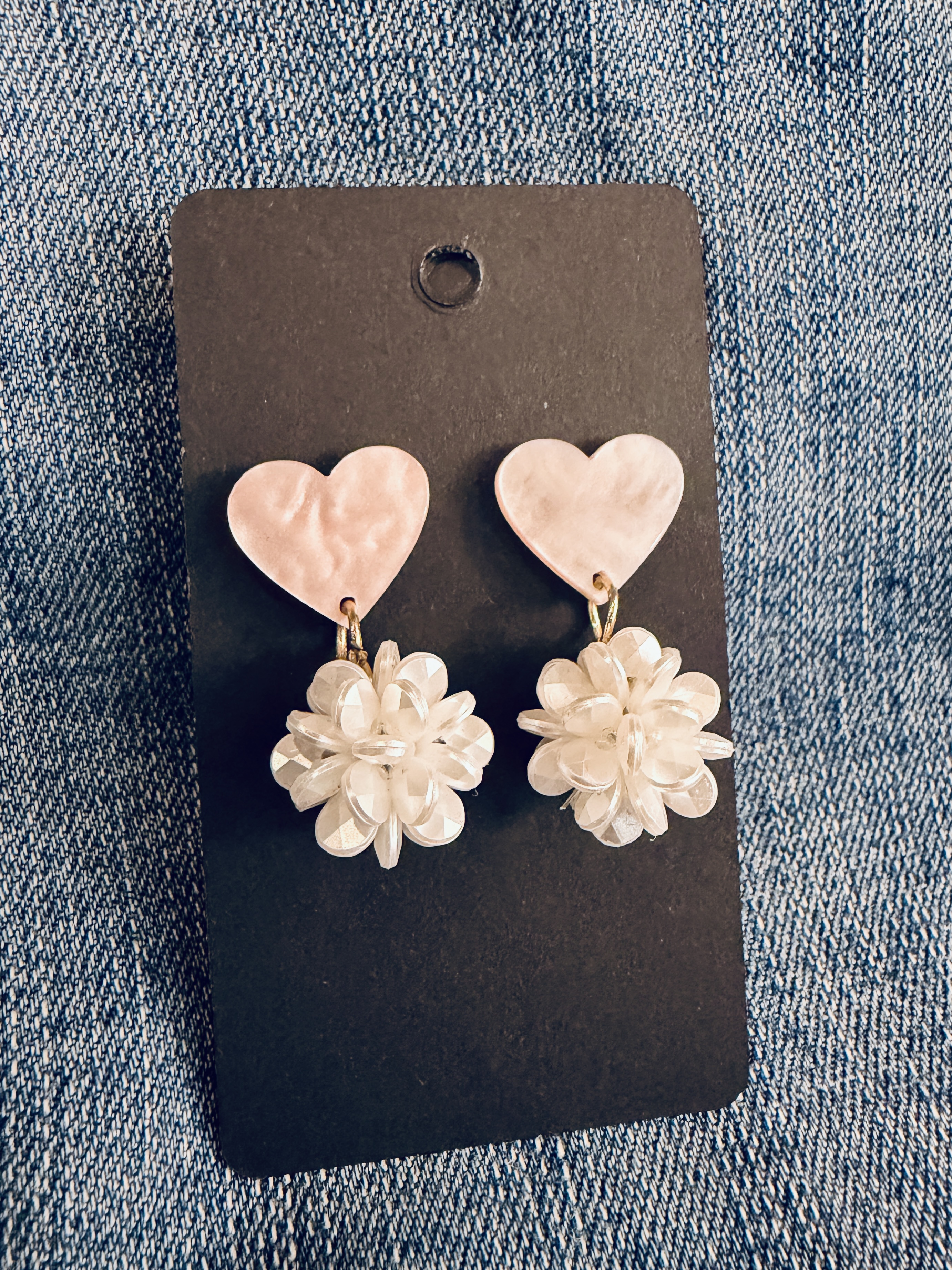 Heart & Flower Drop Earrings