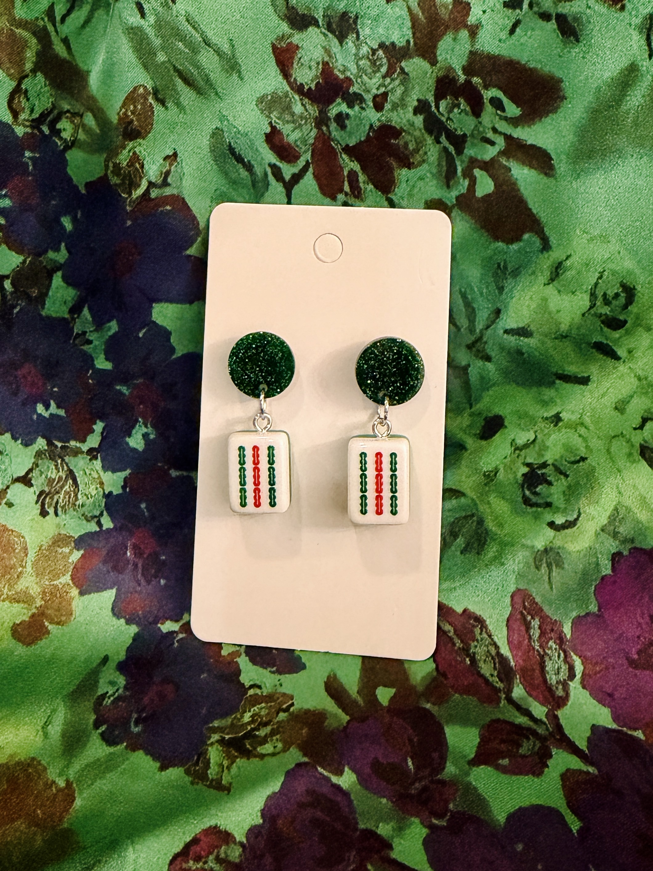 Mahjong Tile Dangle Earrings