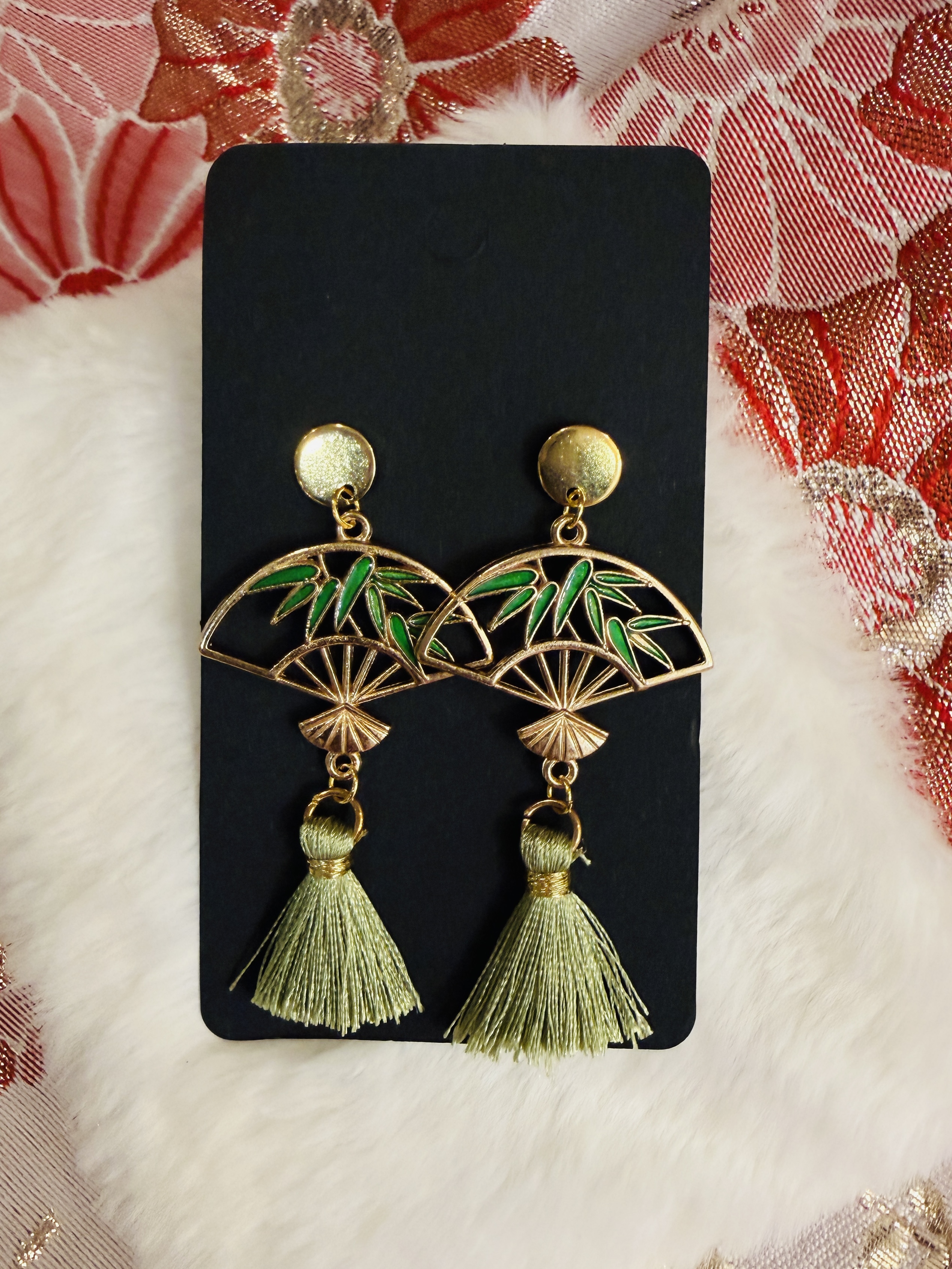Oriental Fan Tassel Earrings
