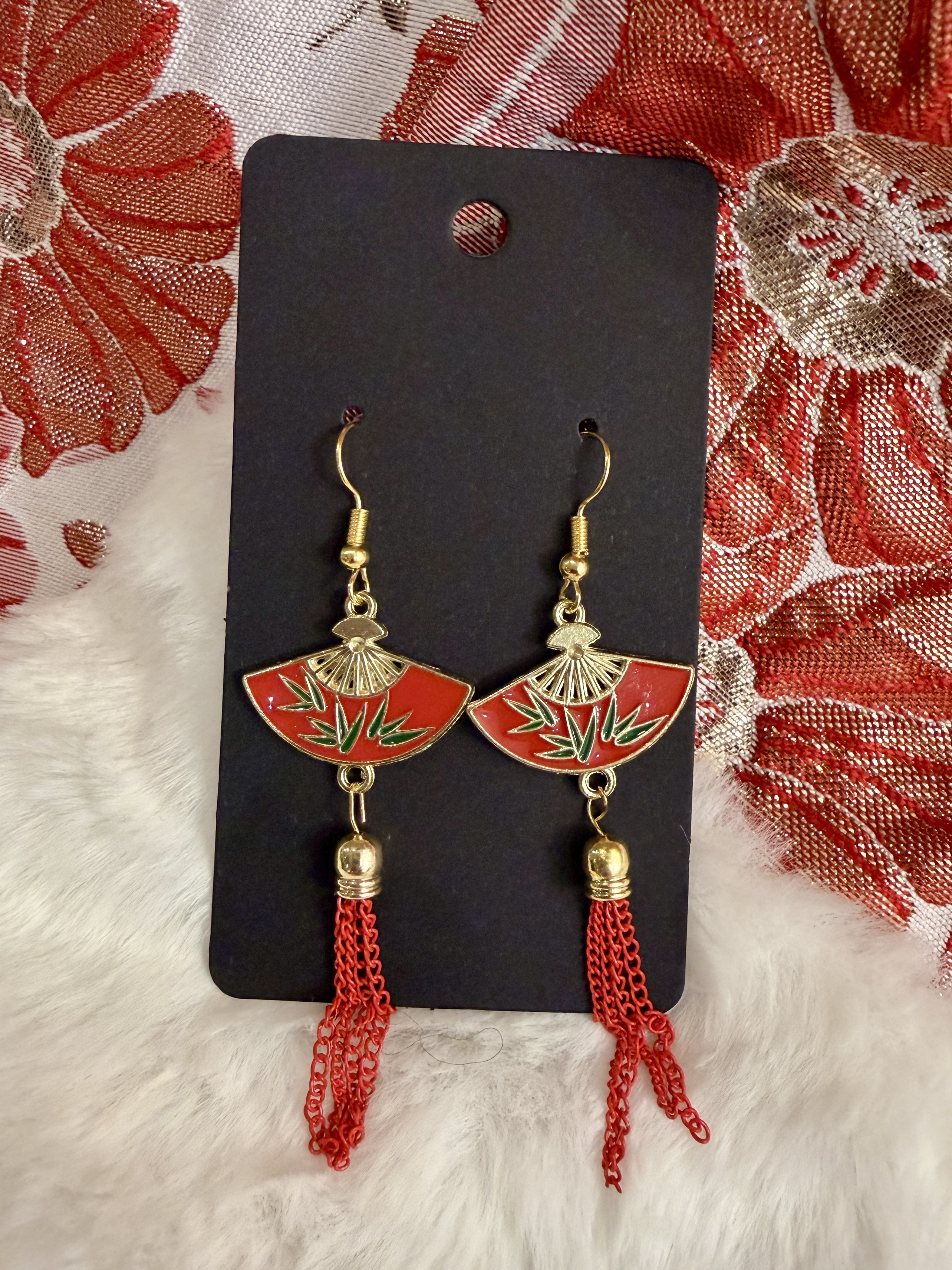 Oriental Fan Drop Earrings
