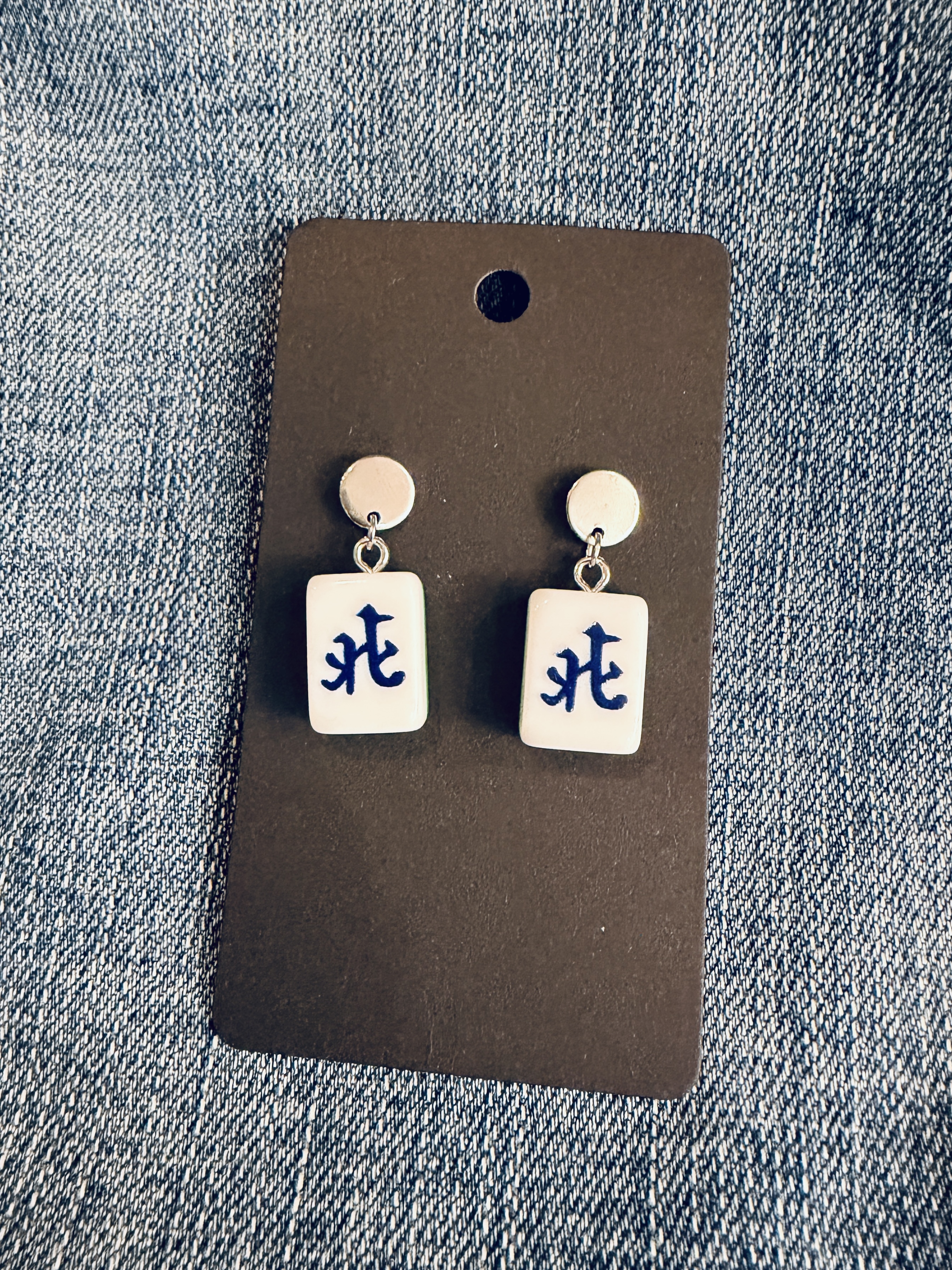 Mahjong Tile Drop Earrings