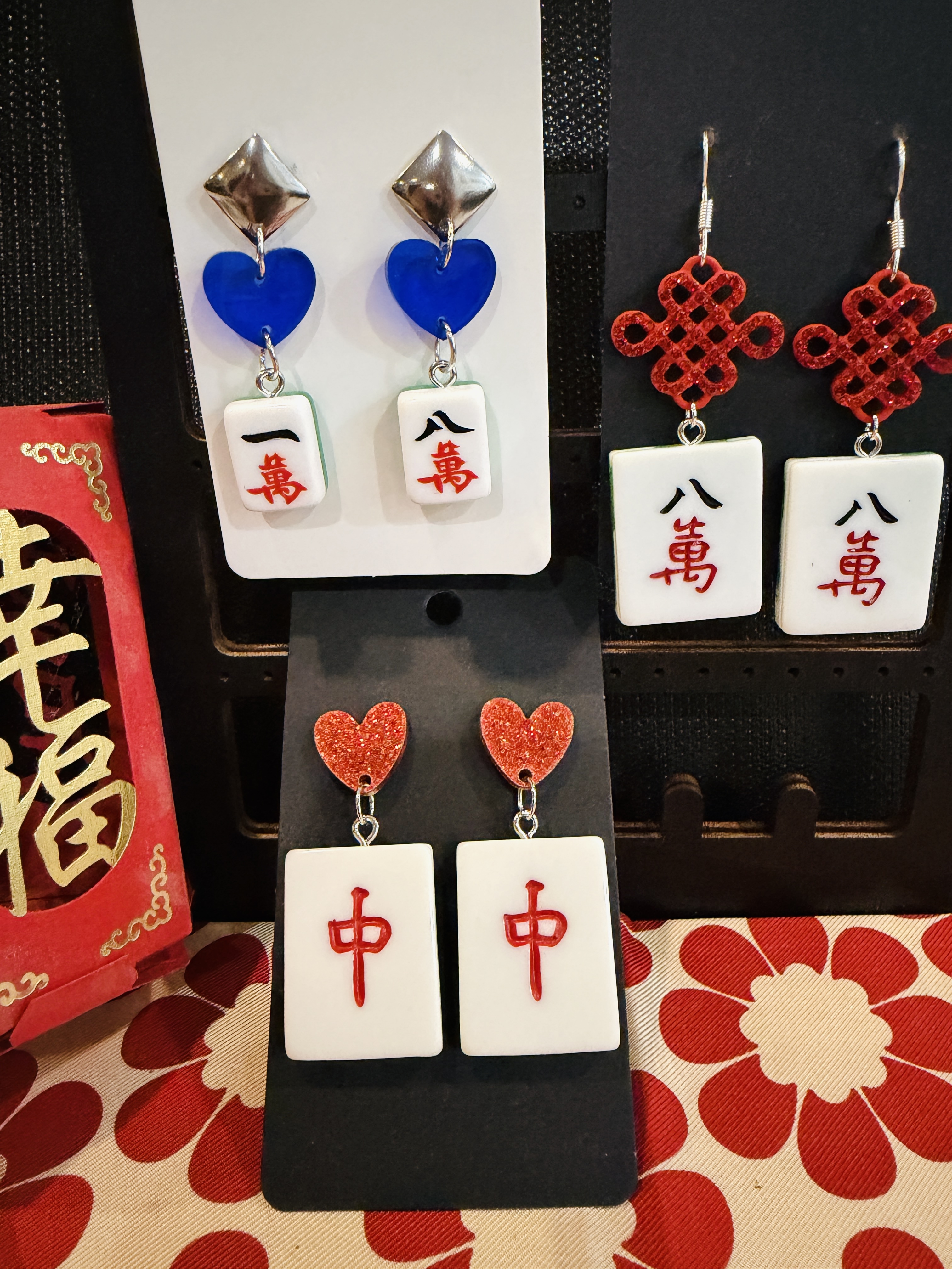 Mahjong Tile Earrings Set