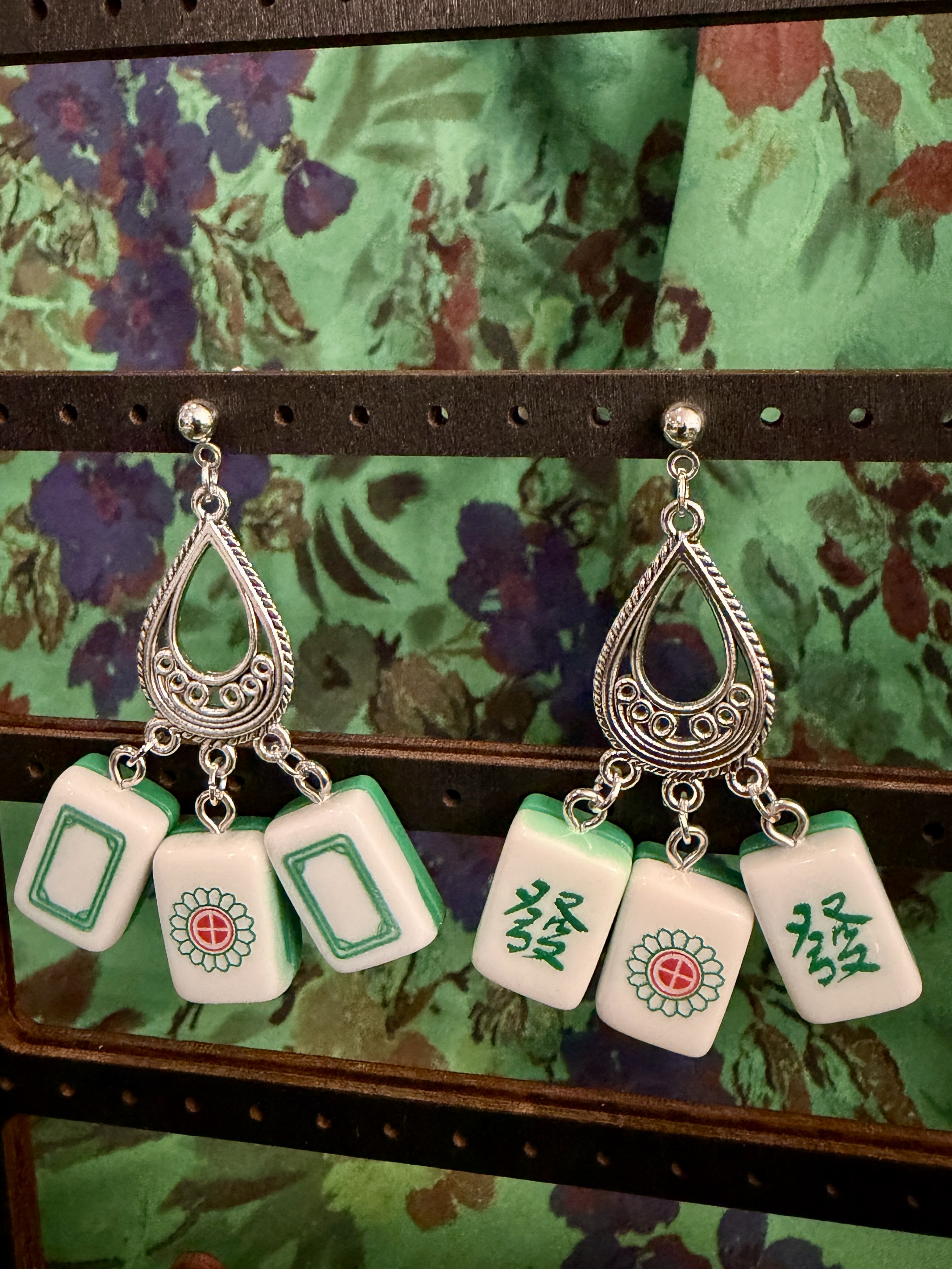 Mahjong Tile Dangle Earrings