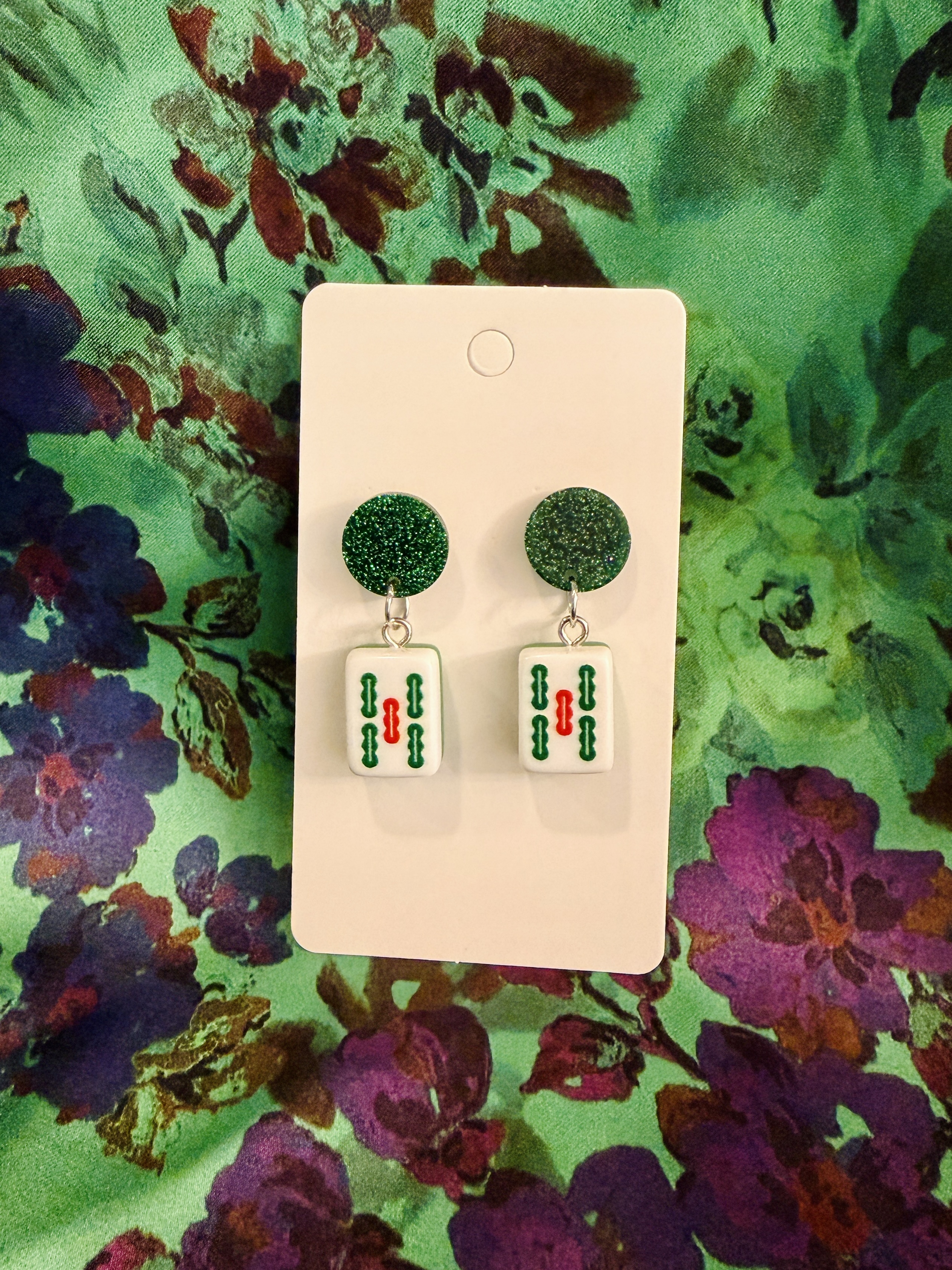 Mahjong Tile Dangle Earrings
