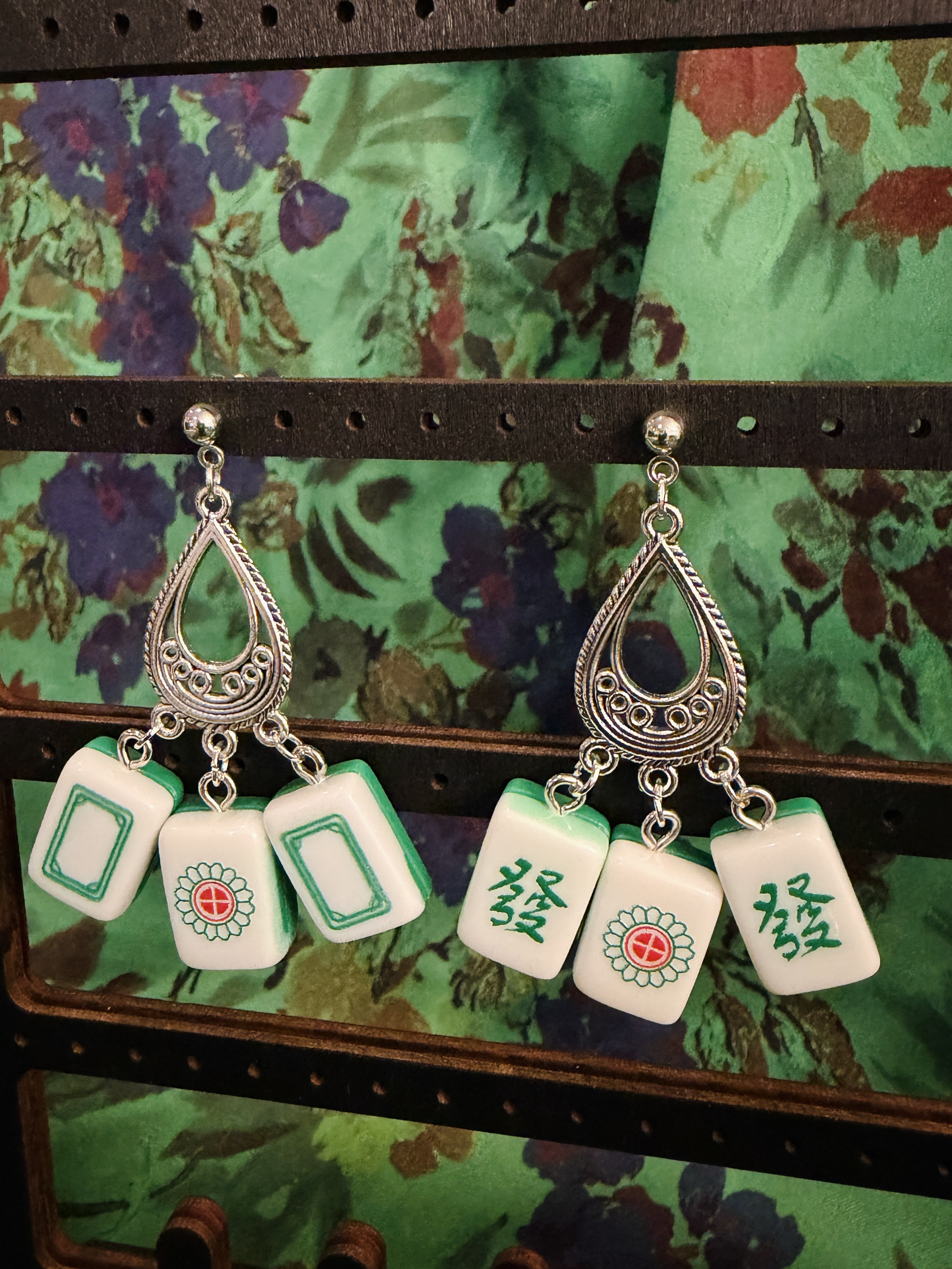 Mahjong Tile Dangle Earrings