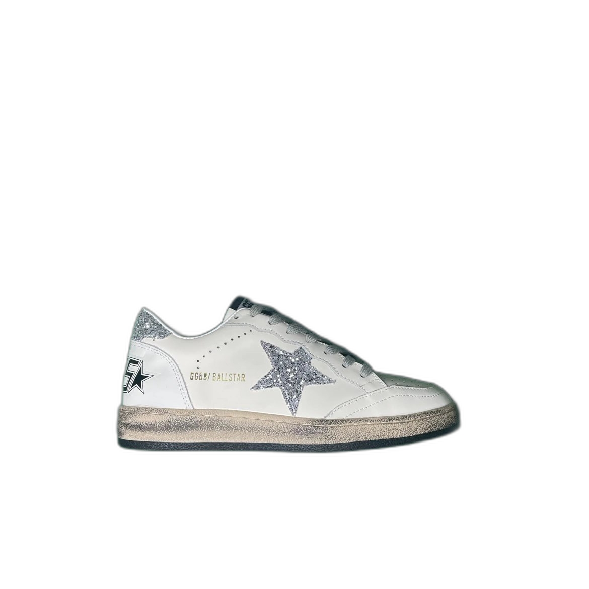 Golden Goose Ball Star en blanco y plateado brillante
