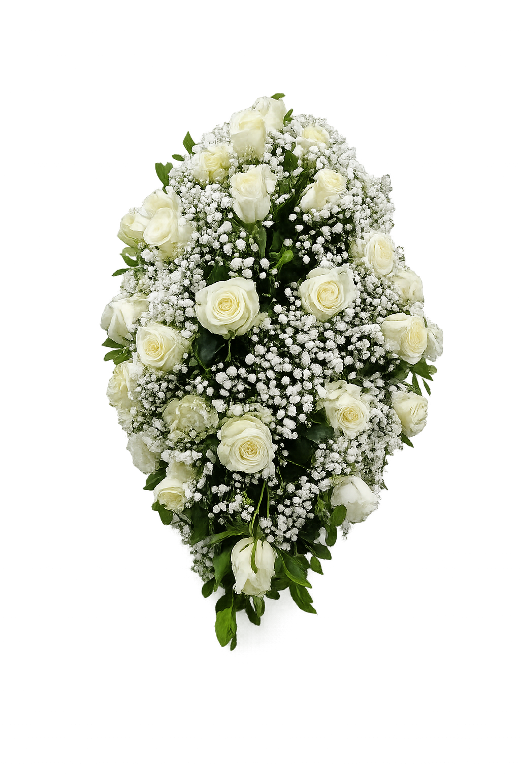 Cubre urnas al agua de rosas blancas