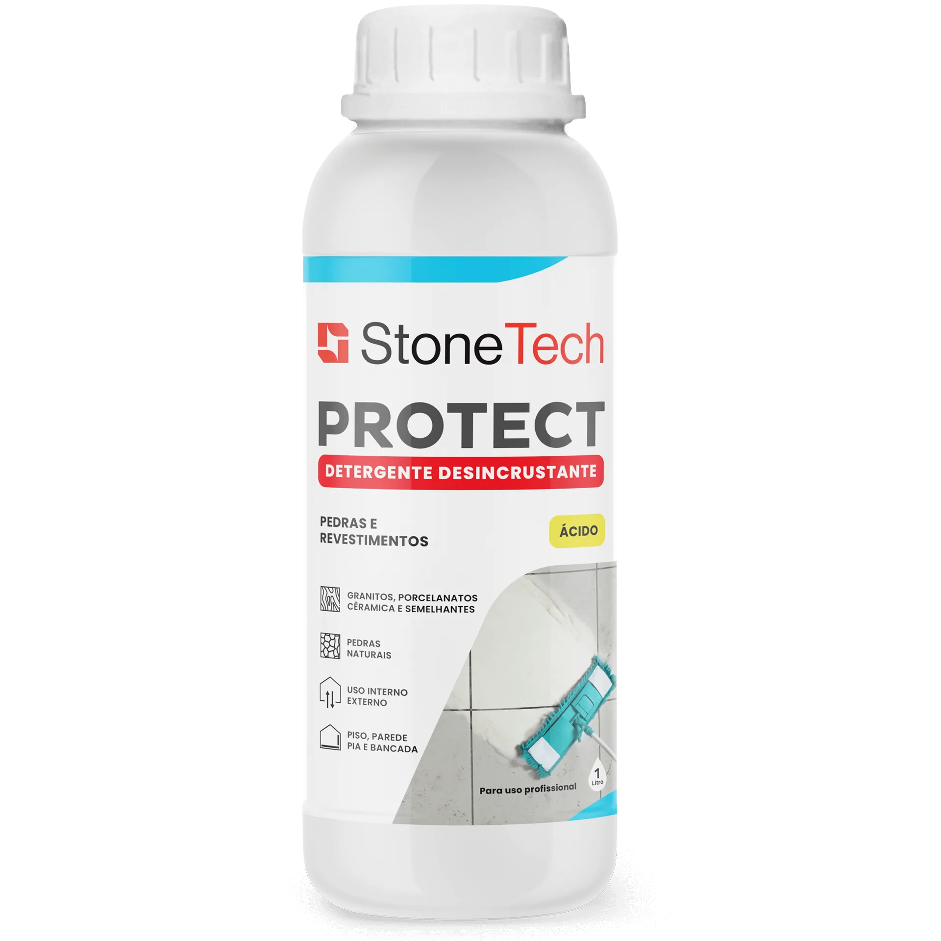 Detergente Pós Obra Ácido Granitos Porcelanato Semelhantes Stone Tech 1 litro