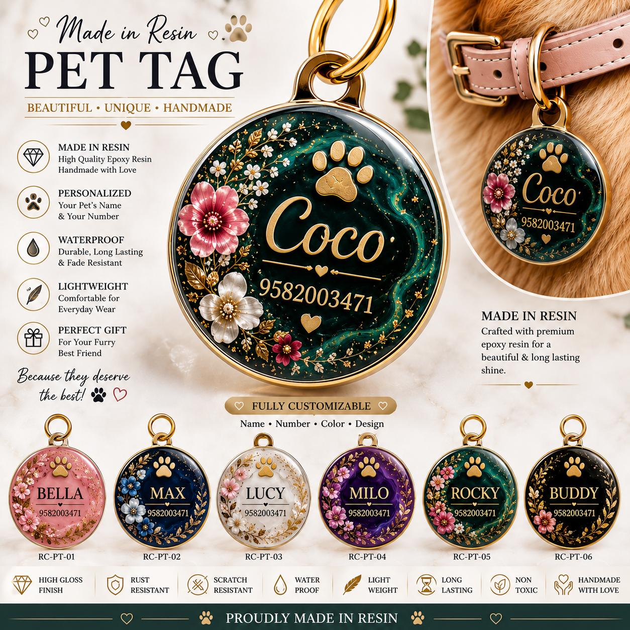 Custom Resin Pet Tag