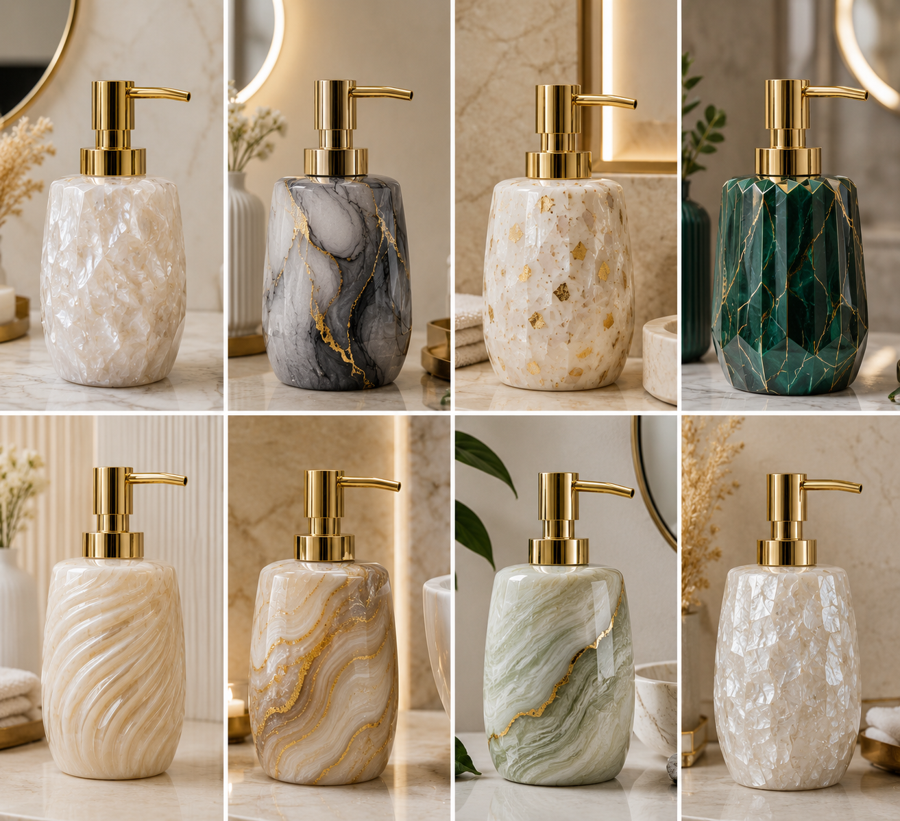 Luxury Marble Soap Dispenser Set