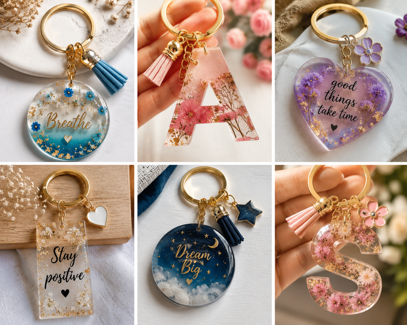 Resin Motivational Keychains