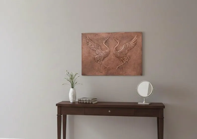 custom made Copper Crane Kitchen Backsplash