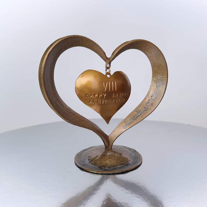 custom made Bronze Heart Anniversary Sculpture