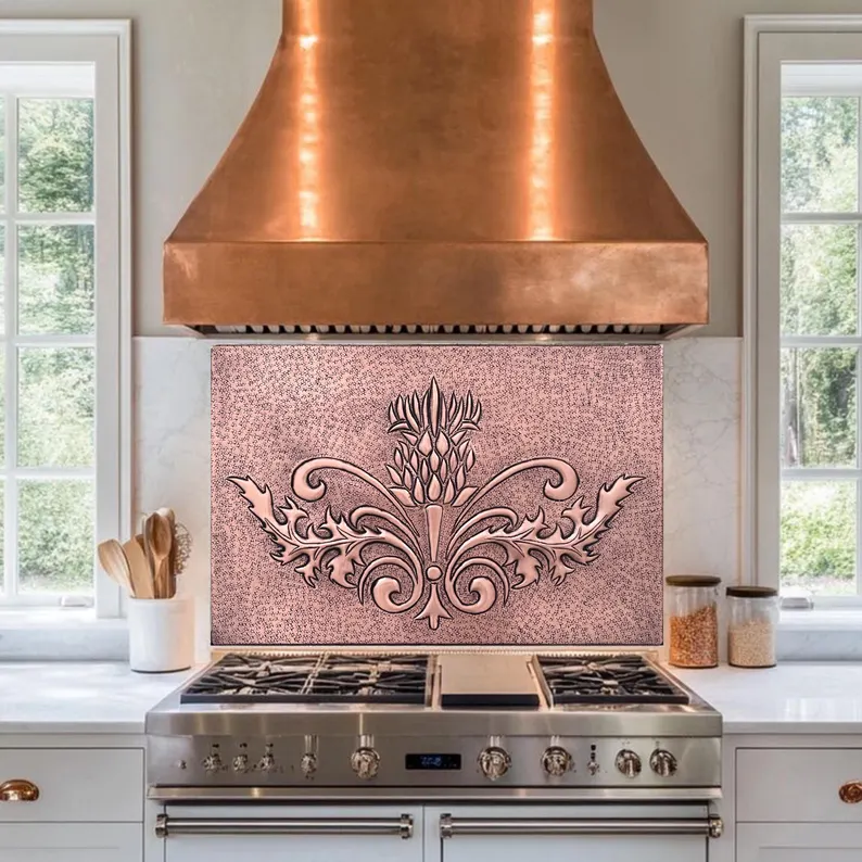  custom made Copper Ornate Kitchen Backsplash