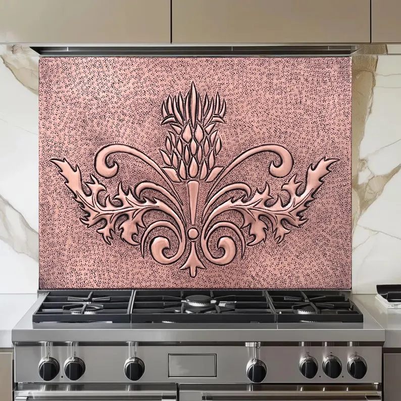  custom made Copper Ornate Kitchen Backsplash