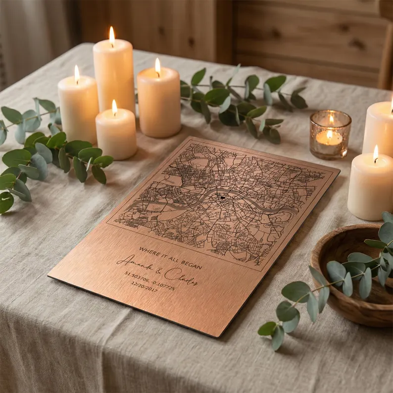 custom made Personalized copper map plaques