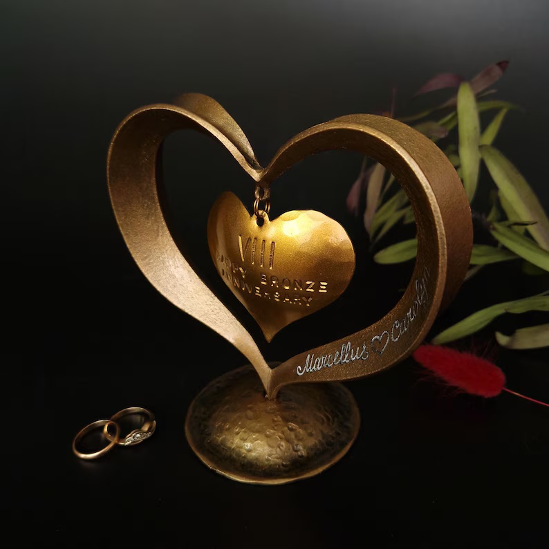 custom made Bronze Heart Anniversary Sculpture