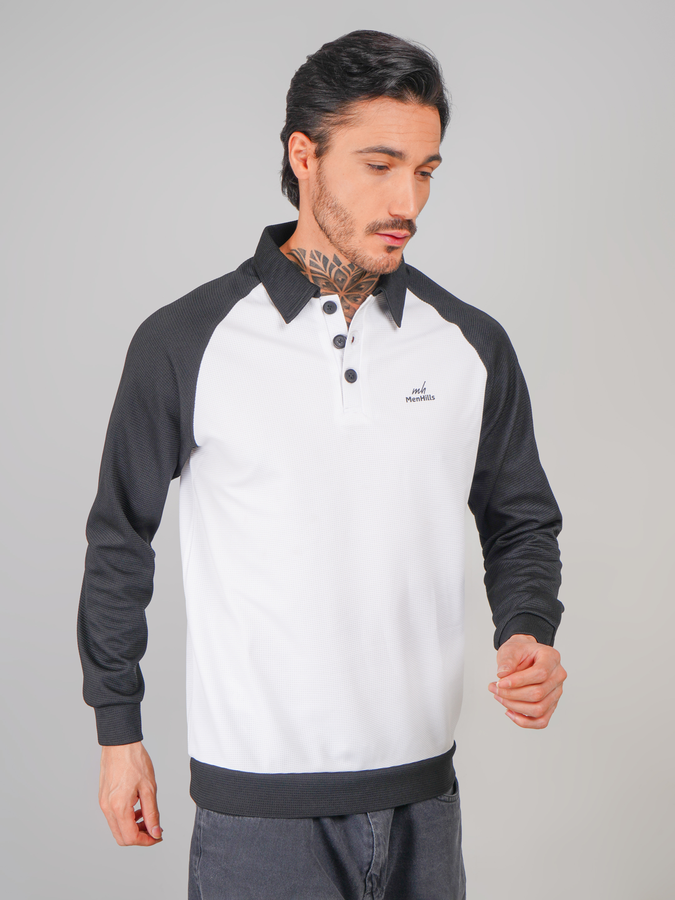 Men's Two-Tone Polo Sweatshirt