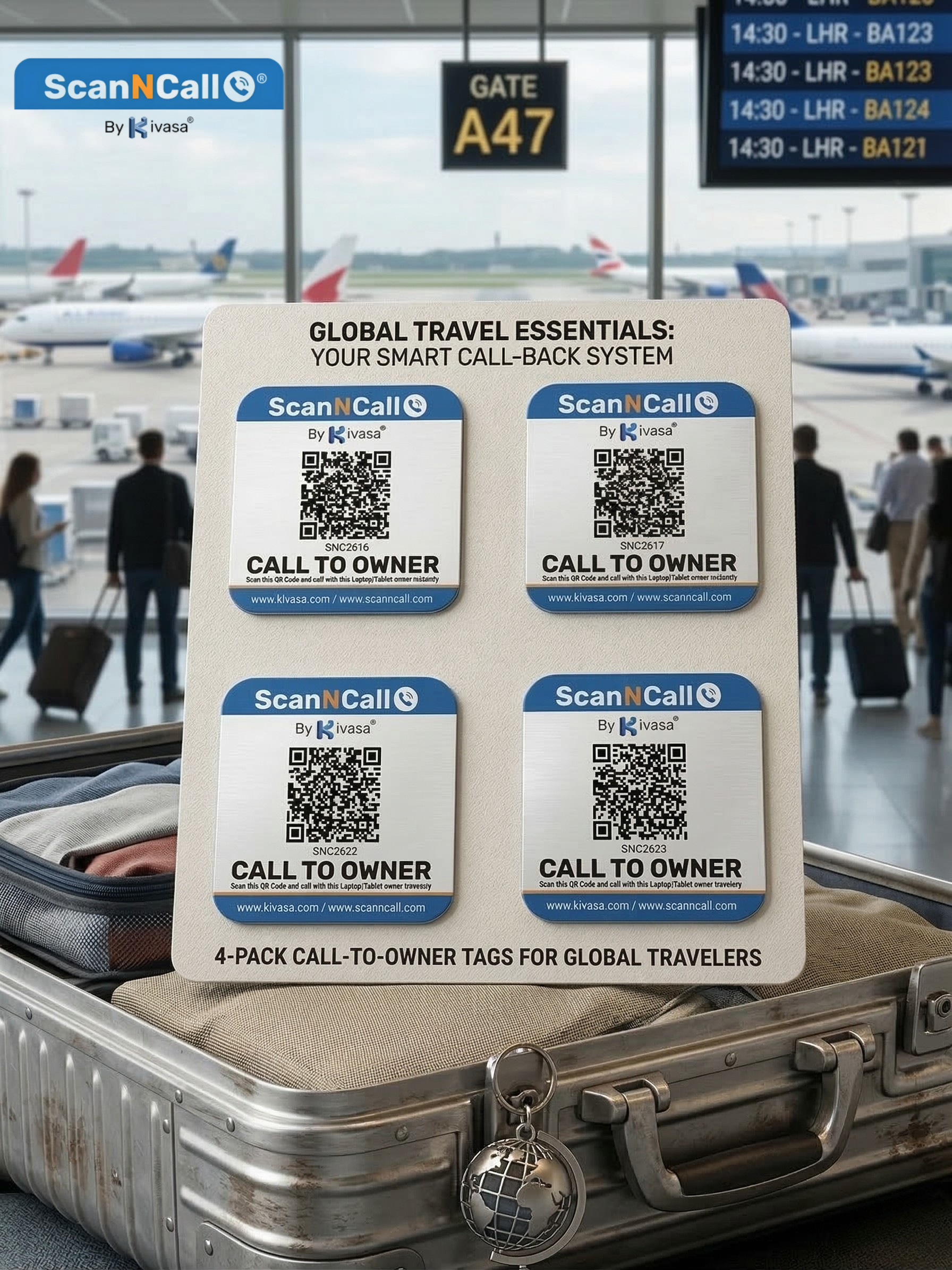 ScanNcall Traveller Combo Pack (4 Smart QR Tags)
