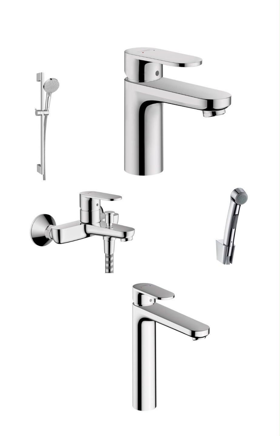 Hansgrohe - Luxury 5-in-1 Complete Bathroom Mixer Set - Elegant Round Design (Solid Brass, Chrome)