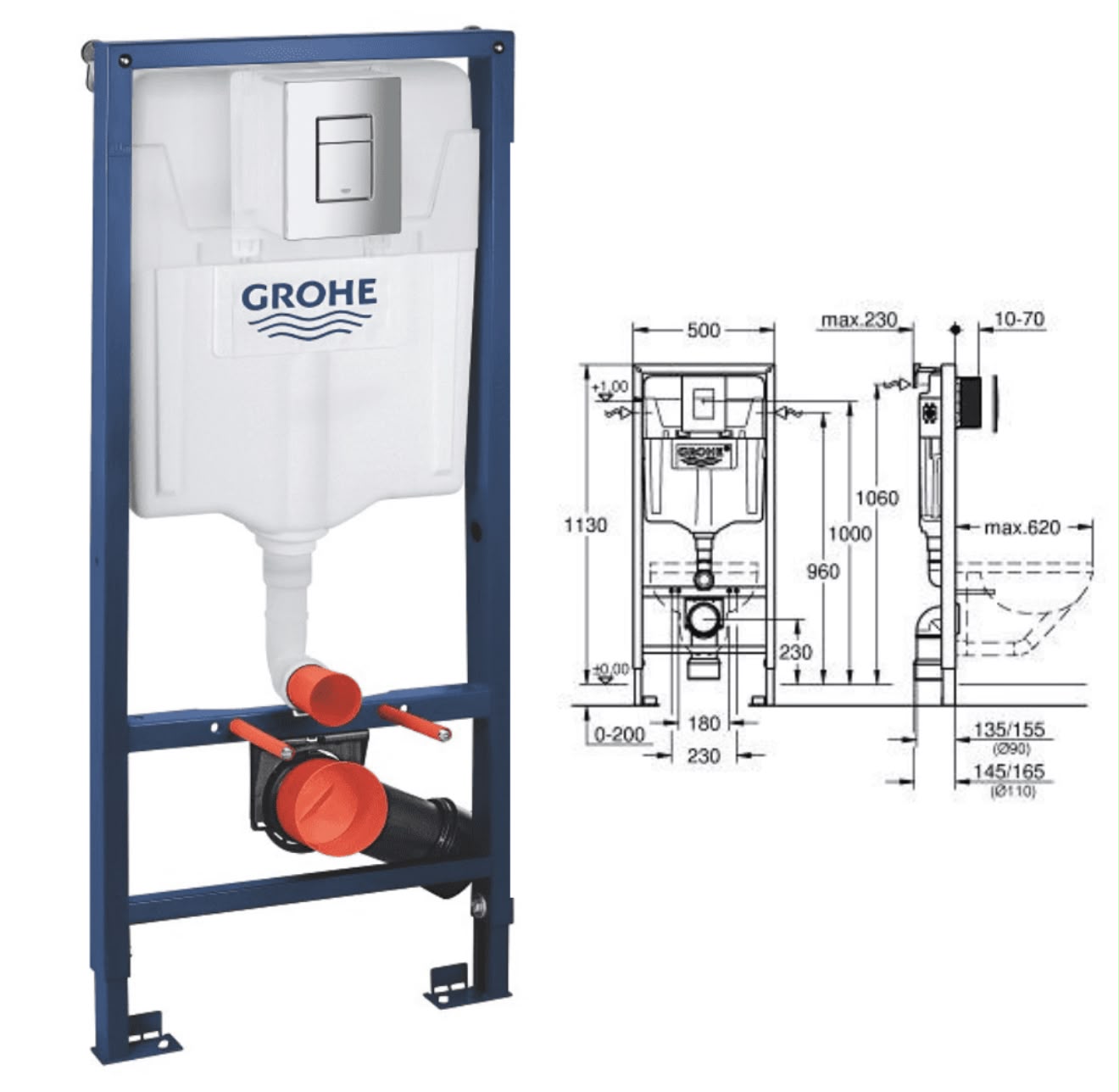 GROHE | Rapid SL 3-in-1 set for WC, 1.13 m installation height Product number: 38772001