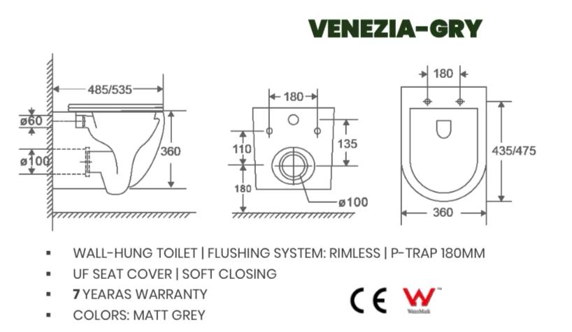 Wall Hung Matte Black Toilet