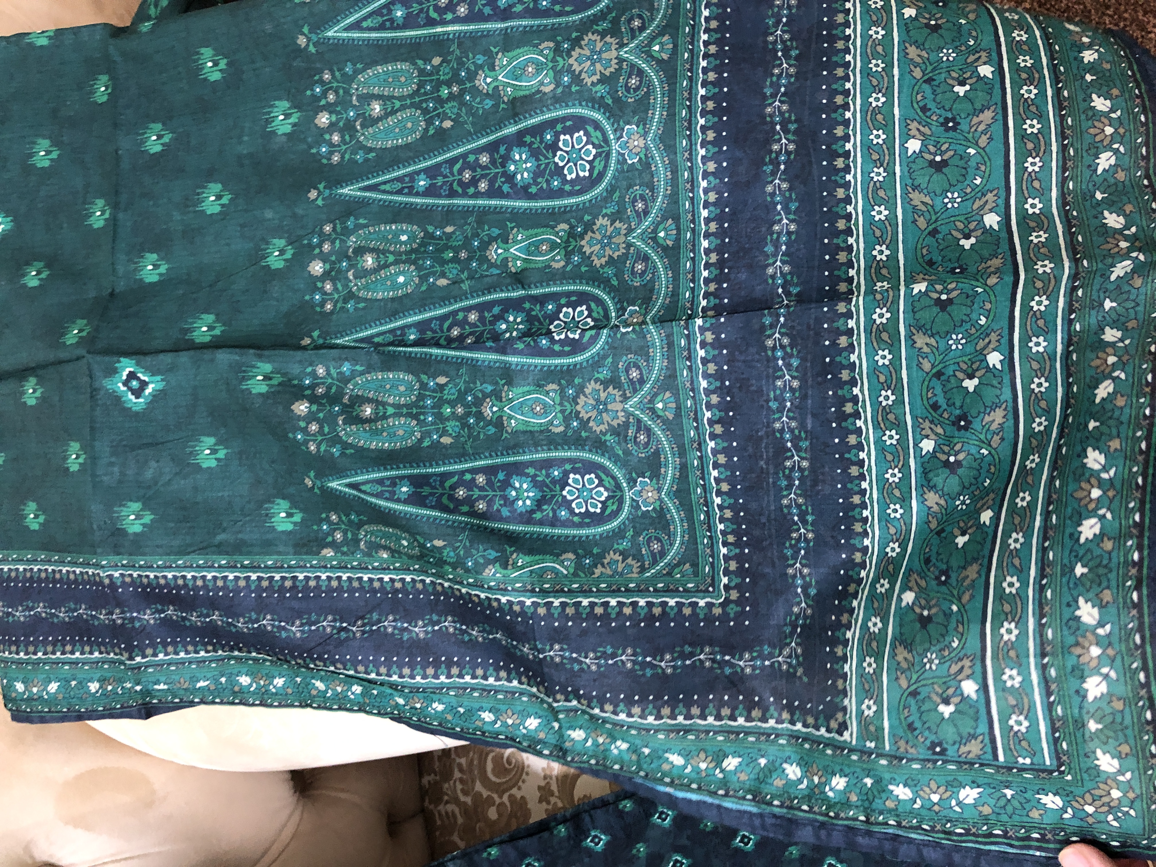 Teal Blue Printed Lawn Suit 3pc