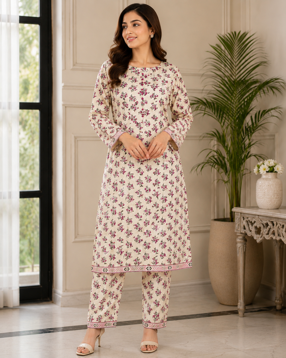 Floral Printed Lawn Suit Stitched 3pc 