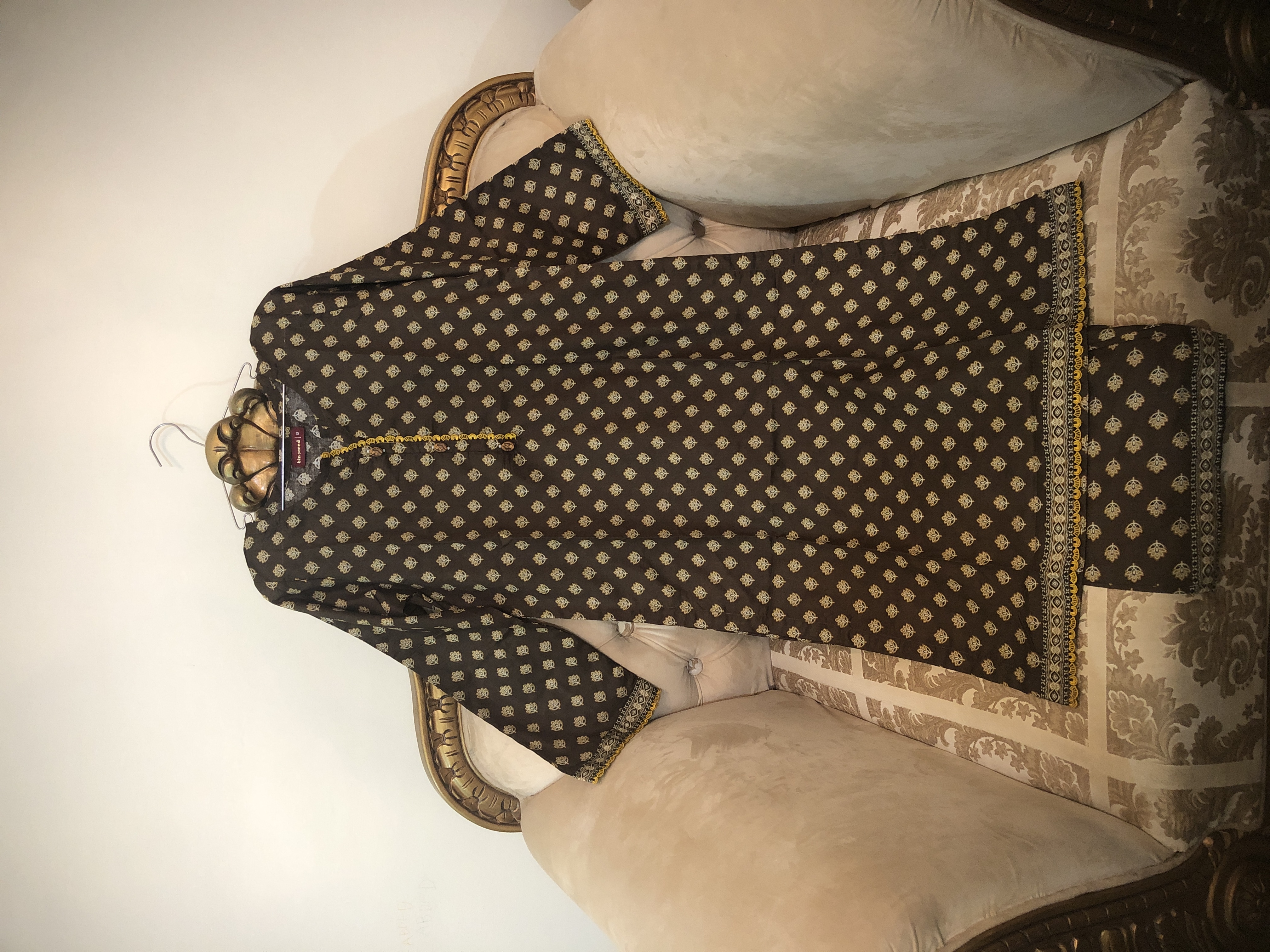 Brown Printed Stitched 2pc 