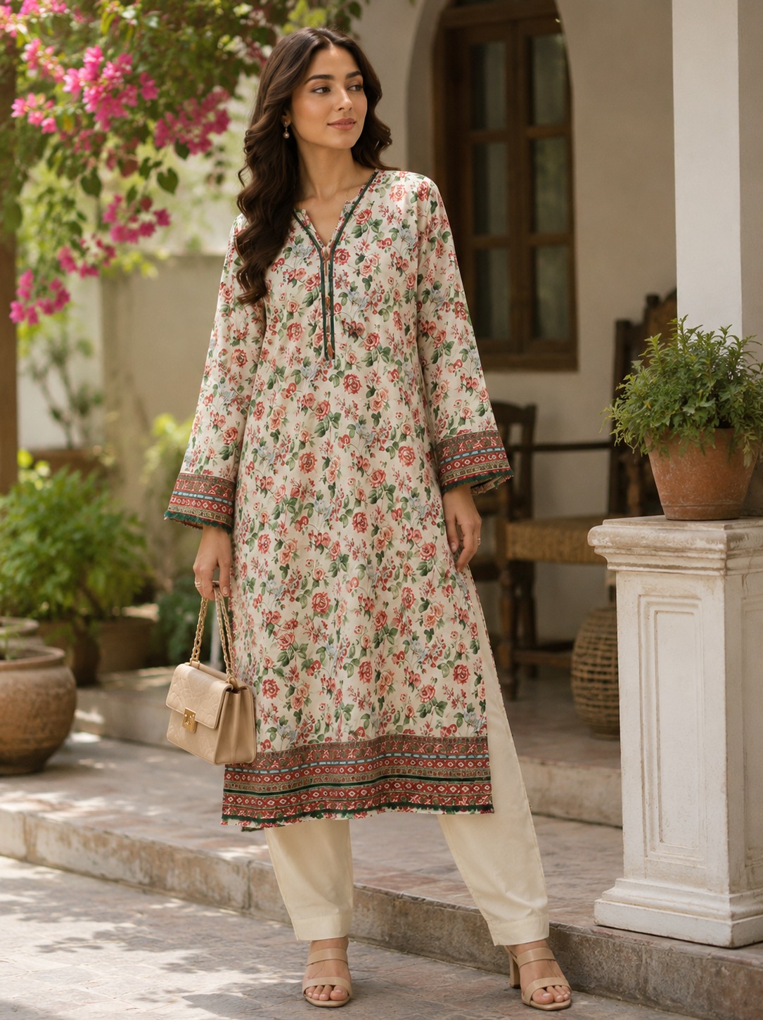 Floral Printed Lawn Suit Stitched 3pc 