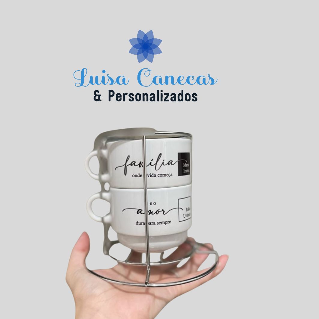 Kit Torre 2 Xícaras Personalizadas