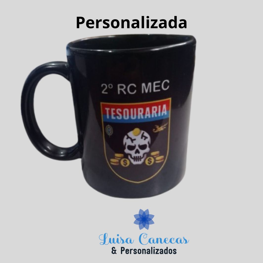Caneca Personalizável Preta Tarja Branca