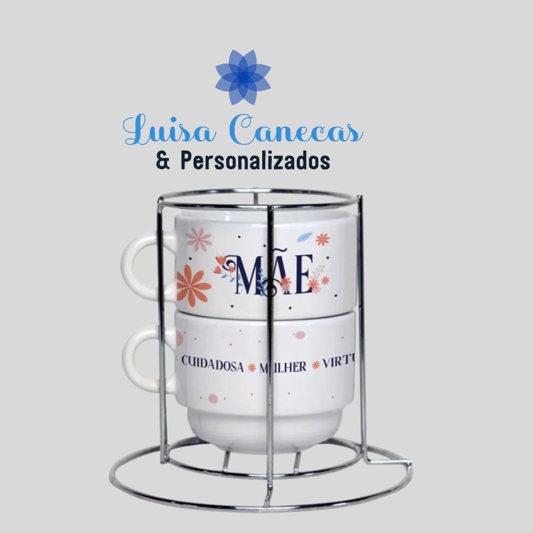 Kit Torre 2 Xícaras Personalizadas