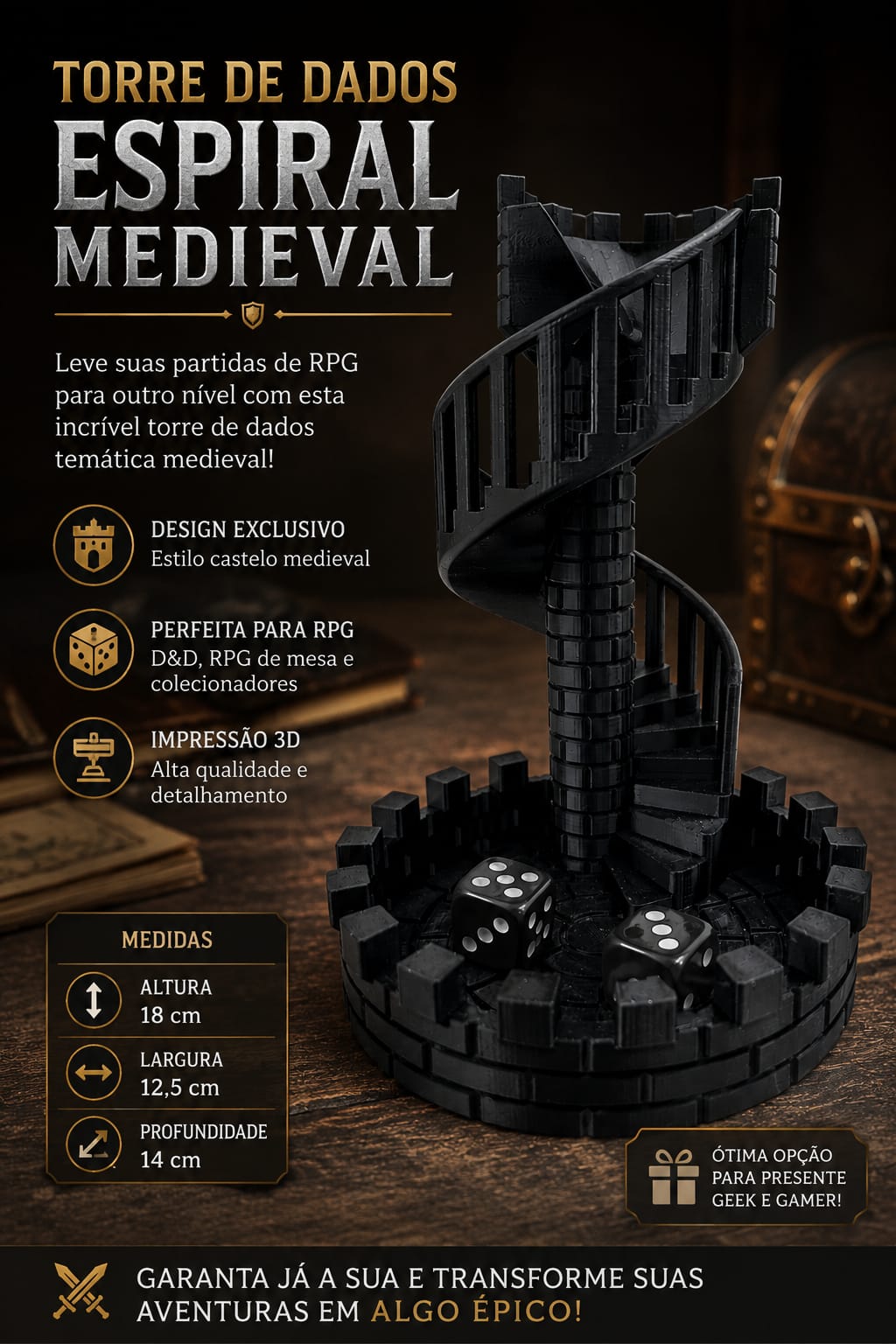 Torre de Dados Espiral Medieval