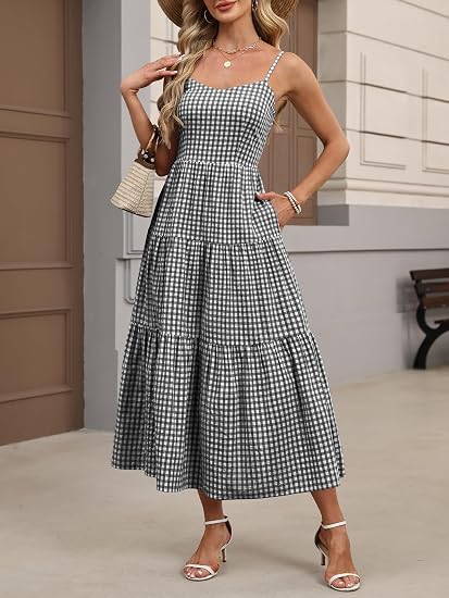 ANRABESS Womens Summer Midi Dresses Casual Striped Plaid Sleeveless Flowy Maxi Dress 2026 Beach Vacation Sundress 