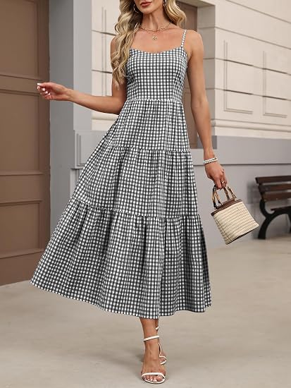 ANRABESS Womens Summer Midi Dresses Casual Striped Plaid Sleeveless Flowy Maxi Dress 2026 Beach Vacation Sundress 