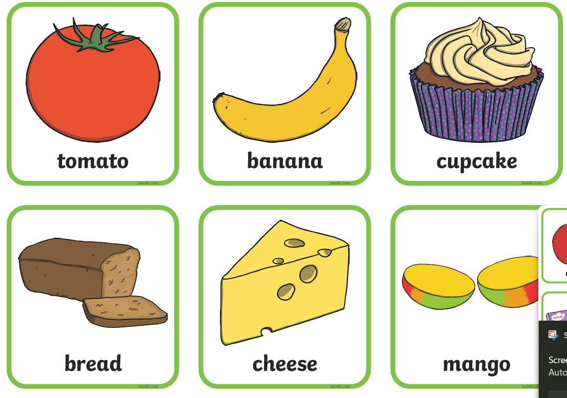 Food Vocabulary Digital Flashcards