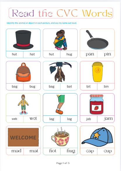 CVC Words Digital Flashcards