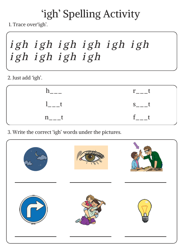‘igh’ Spelling Activity Worksheet
