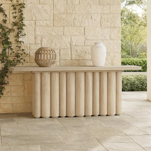 Benjara Eris 20 in. White Wash Rectangle Wood Console Table with Hollow Tube Legs