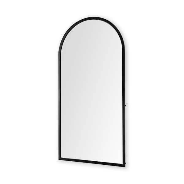 Mercana Giovanna 1.2 in. W x 49 in. H Black Metal Frame Rounded Arch Vanity Mirror