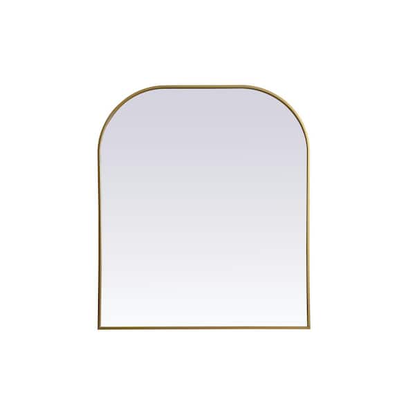 Simply Living 36 in. W x 42 in. H Arch Metal Framed Brass Mirror