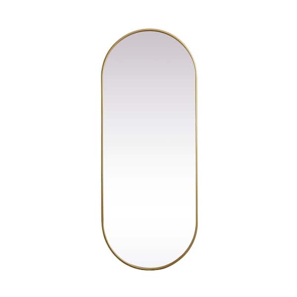 Timeless Home 24 in. W x 60 in. H x Modern Metal Framed Oval Brass Mirror