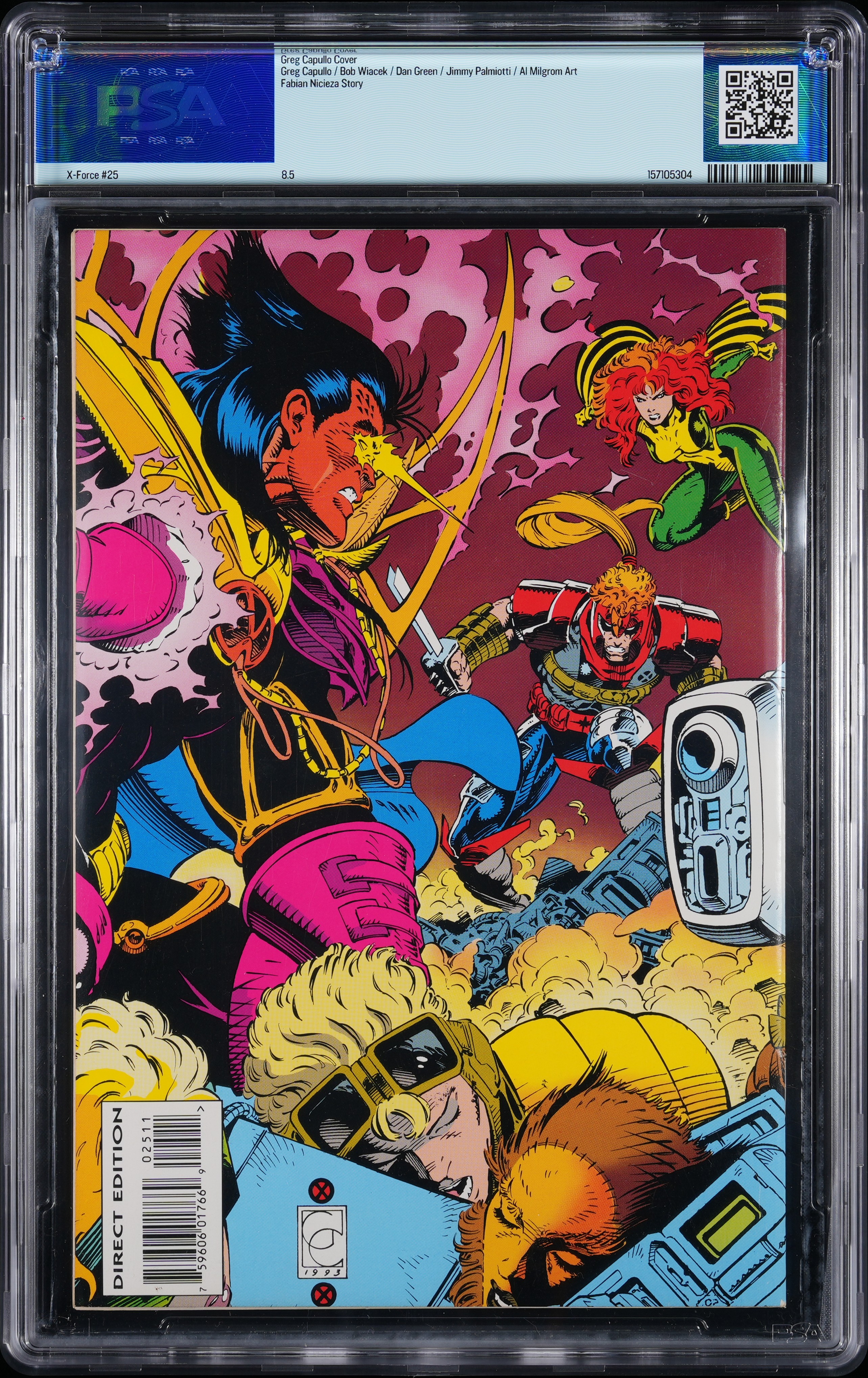 MARVEL COMICS X-FORCE #25 AUGUST 1993 HOLOGRAM WRAPAROUND COVER DIRECT