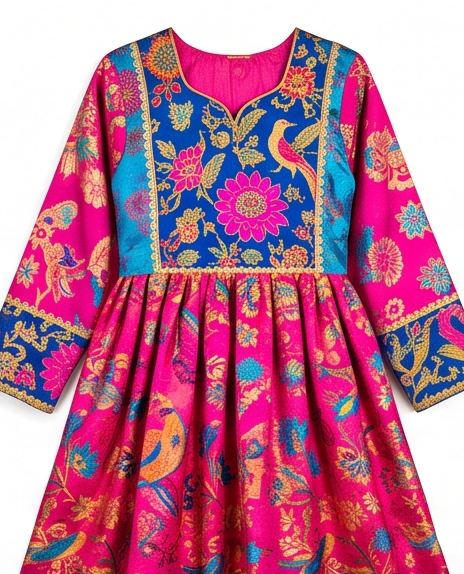 Vibrant Floral Embroidered Dress