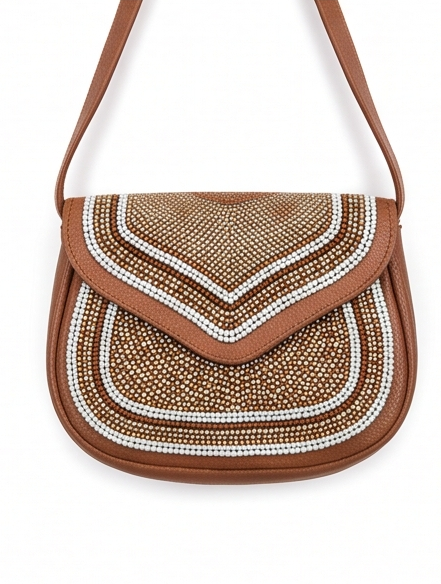 Beaded Leather Crossbody Bag