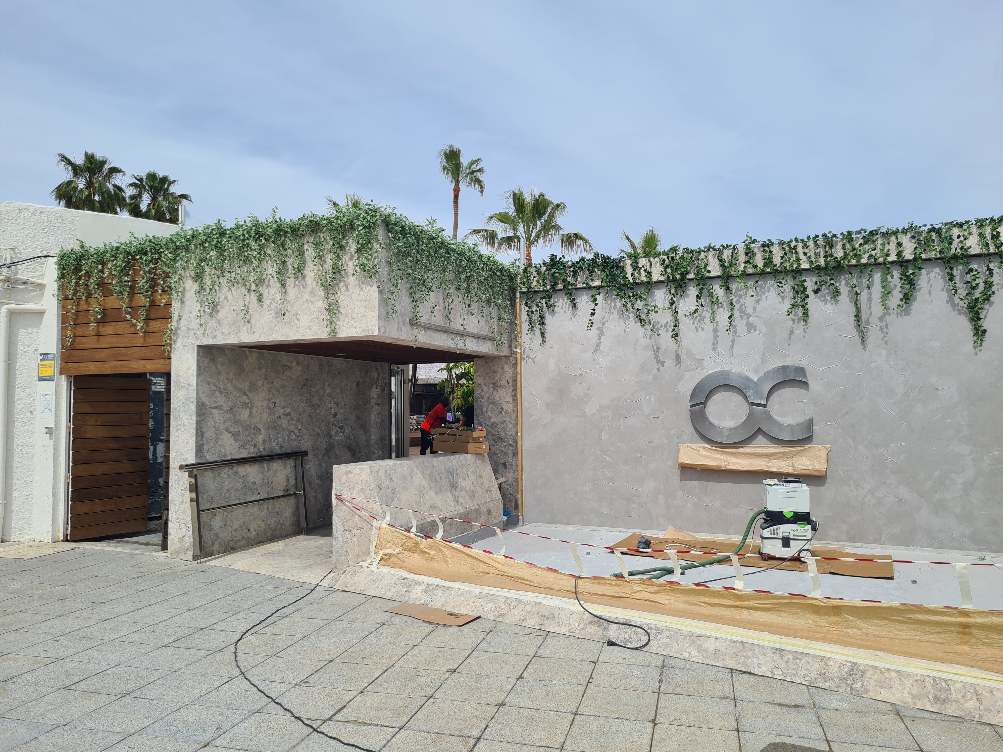 Decoración exterior con hiedra
