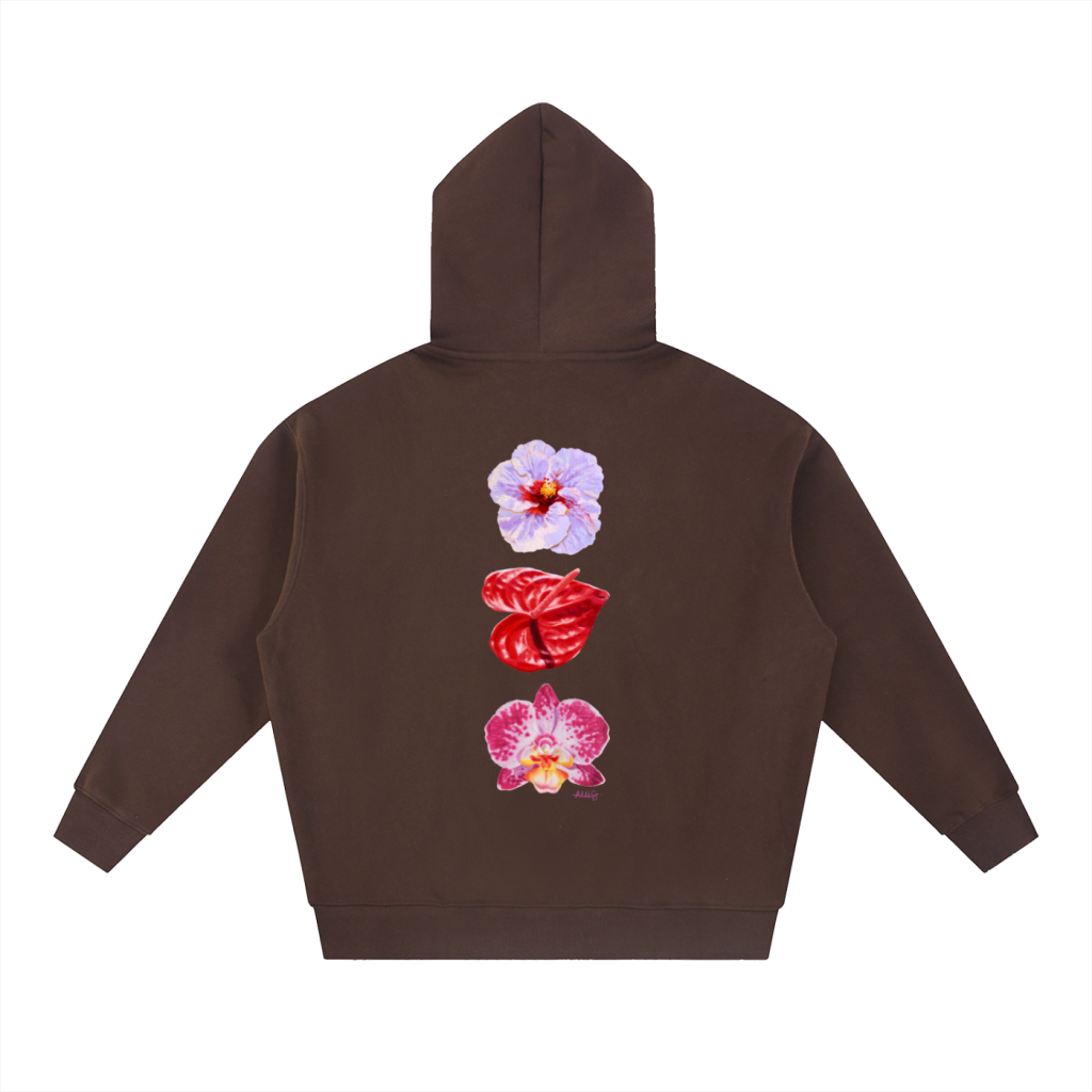 Floral Oversized Fleece Hoodie
